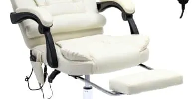 Reclining Office Chair With Massage Ergonomic Office Chair Wfoot Rest Pu Leather Executive Computer Chair Wheated Padded