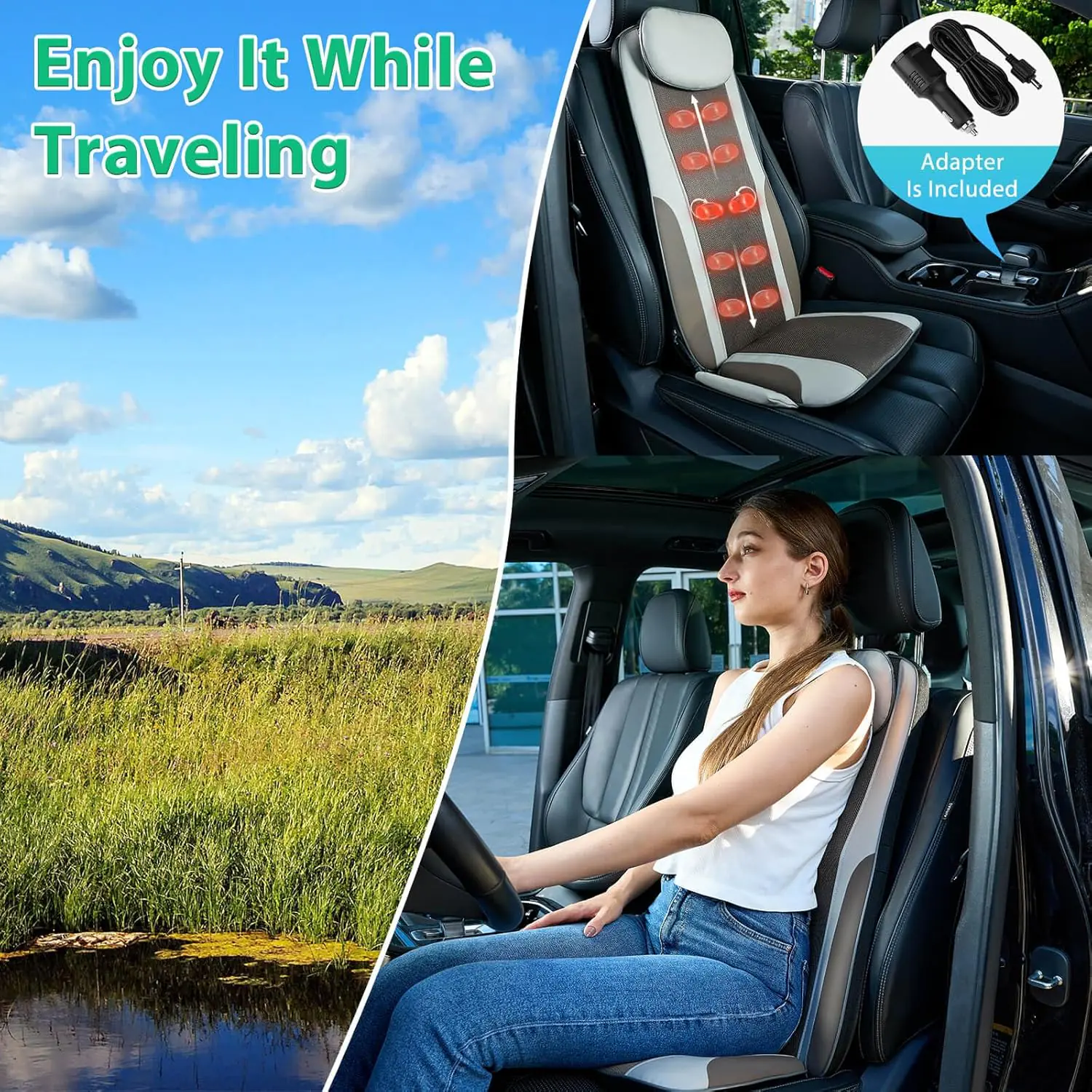 Shiatsu Back Massager With Heat Massage Chair Pad With Deep Tissue Kneading Seat Massager For Back Pain Relief Vibration 2