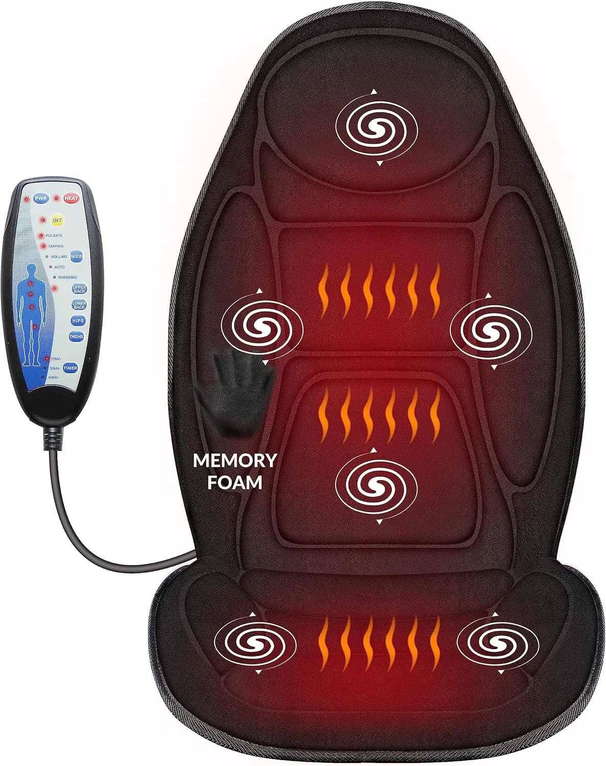 Snailax Back Massager With Heat Memory Foam Chair Massage Pad 5 Massage Modes 2 Heat Settings Seat Massager For Office C