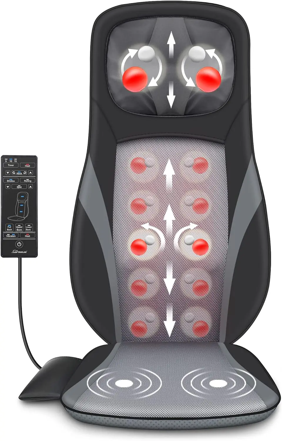 Snailax Shiatsu Back Massager With Heat Deep Kneading Massage Chair Pad With Adjustable Intensity Shiatsu Chair Massager