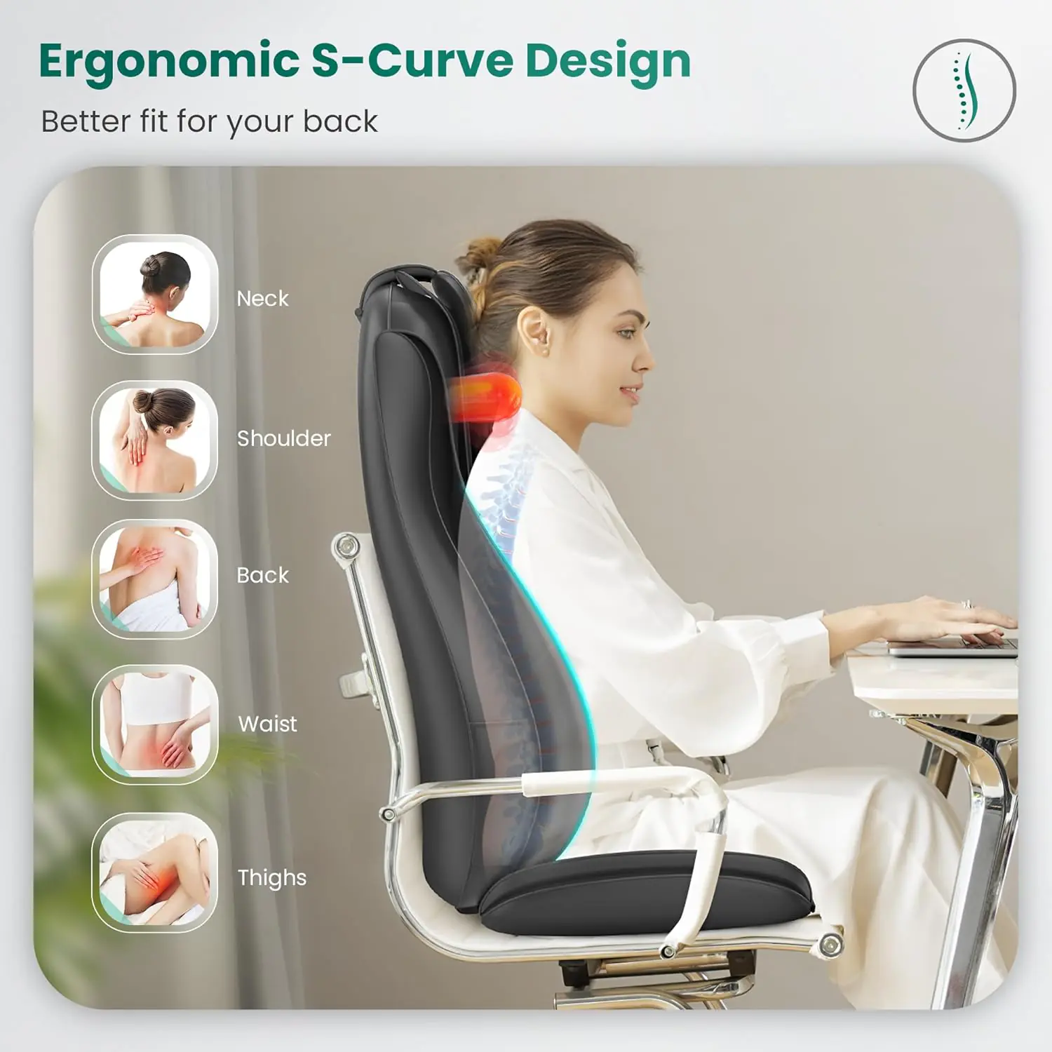 Snailax Shiatsu Neck Back Massager With Heat Massage Chair Pad With Compression Full Body Chair Seat Massager For Neck B 1