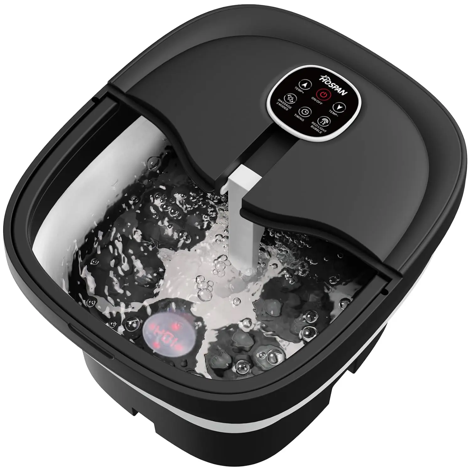 Hospan Collapsible Foot Spa Electric Rotary Massage Foot Bath With Heat Bubble Remote And 24 Motorized Shiatsu Massage B