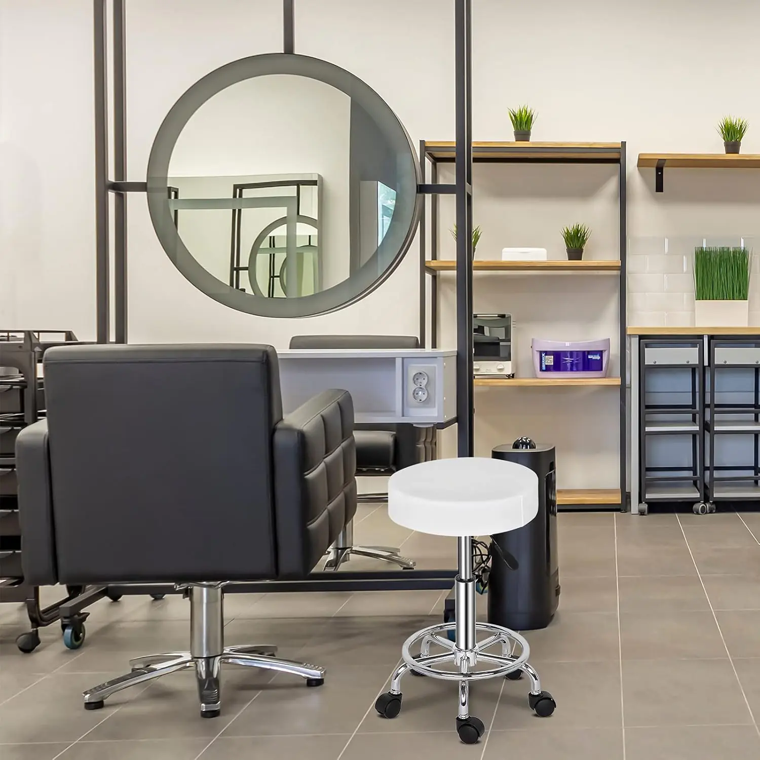 Homvent Stool With Wheels Esthetician Lash Tech Pedicure Chair Portable Office Rolling Adjustable Stool Massage Swivel S