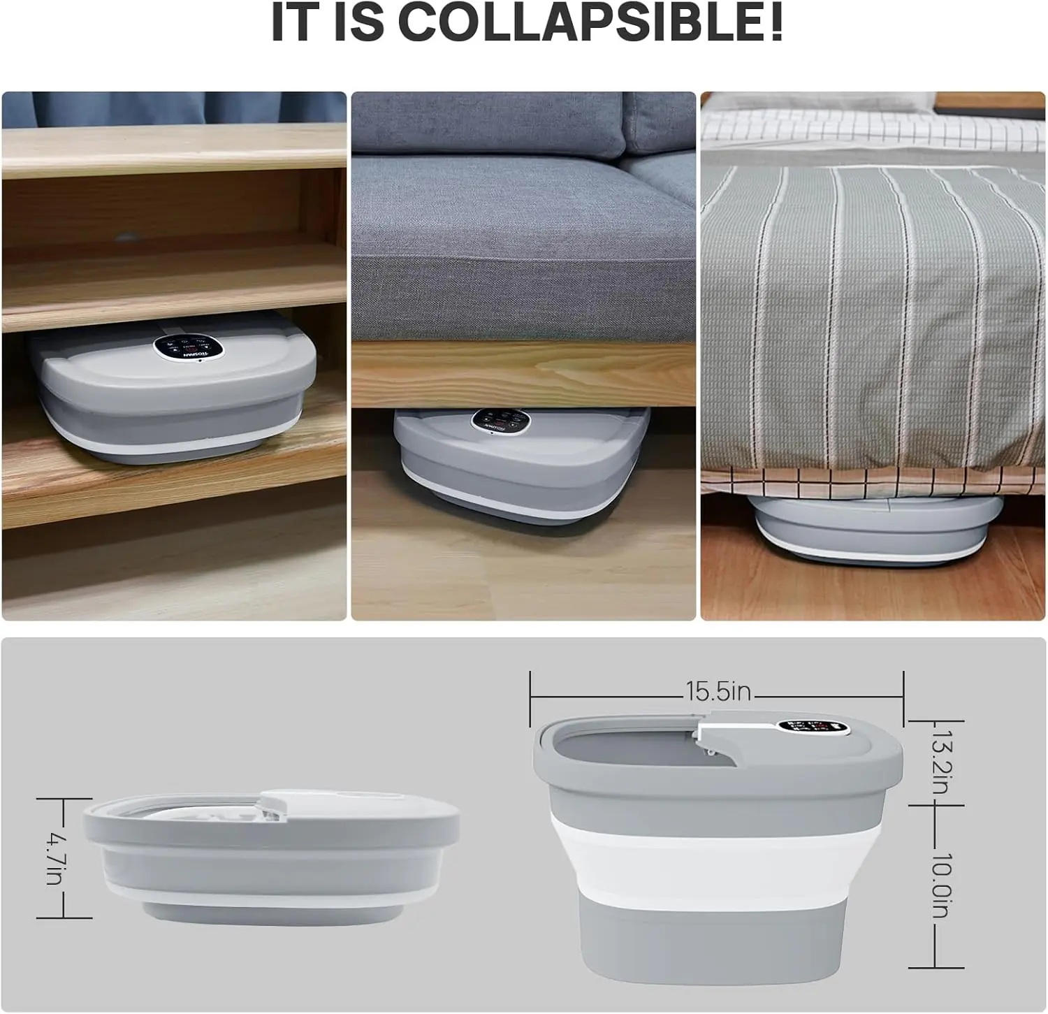 Hospan Collapsible Foot Spa Electric Rotary Massage Foot Bath With Heat Bubble Remote And 24 Motorized Shiatsu Massage B 1