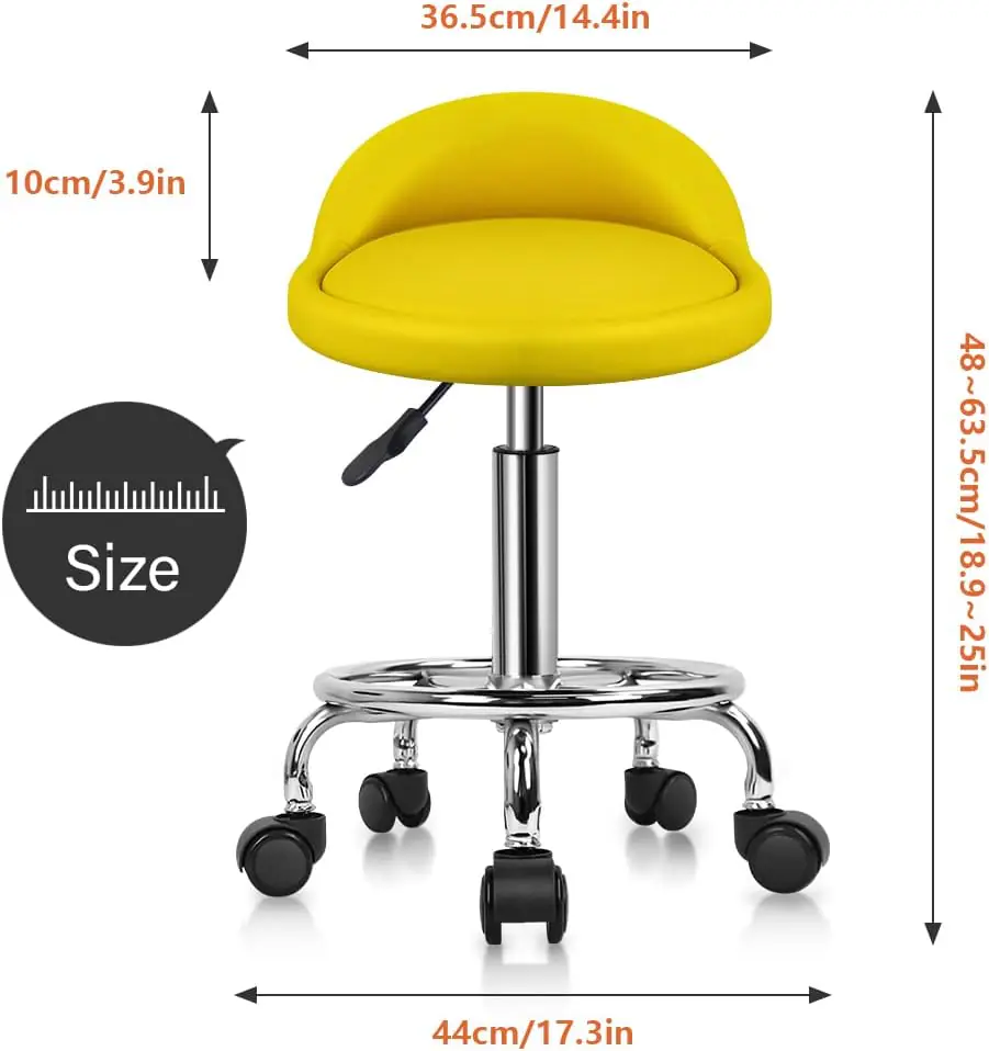 Kktoner Pu Leather Round Rolling Stool With Foot Rest Height Adjustable Swivel Drafting Work Spa Task Chair With Wheels 1 1