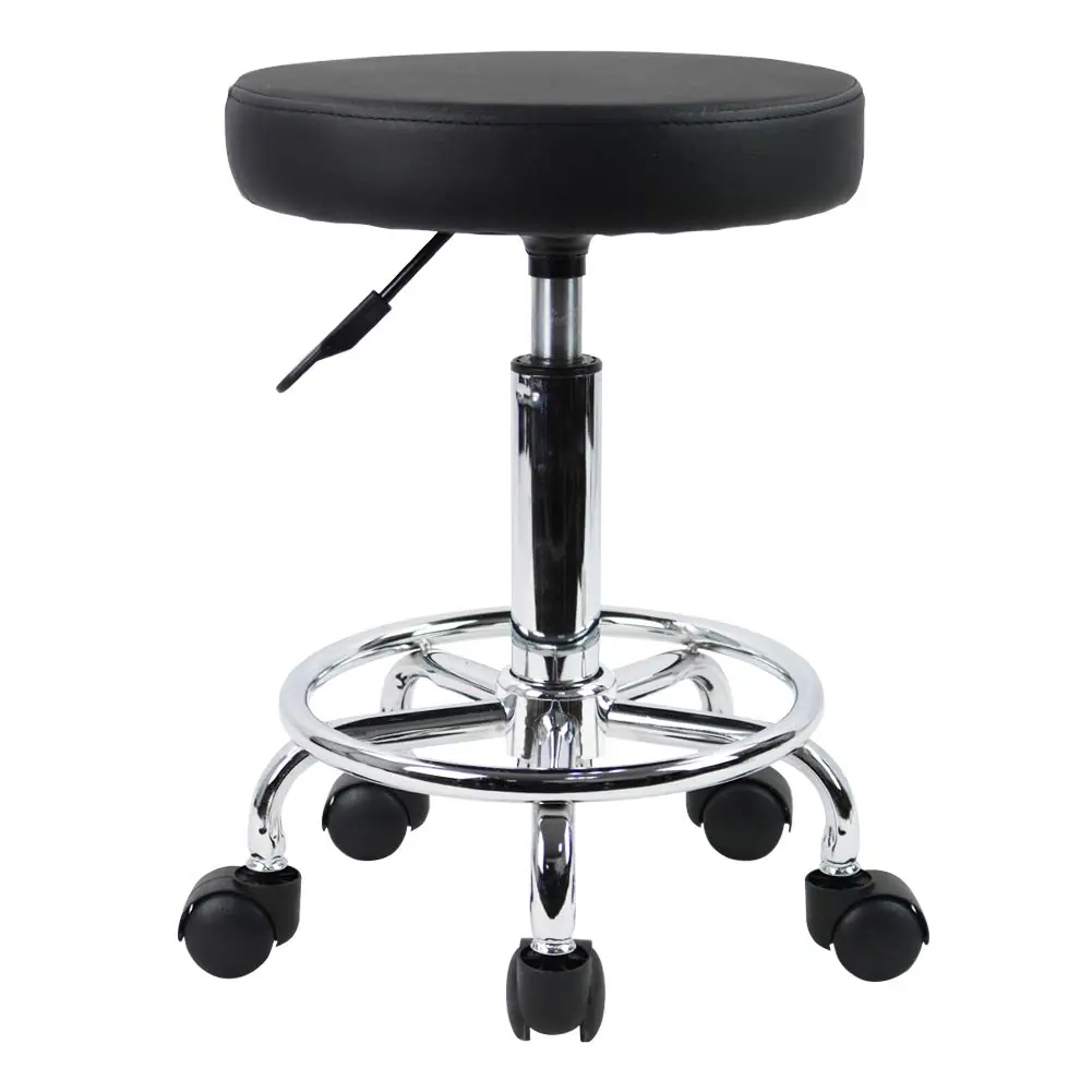Kktoner Pu Leather Round Rolling Stool With Foot Rest Swivel Height Adjustment Spa Drafting Salon Tattoo Work Office Mas
