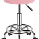 Yaheetech Rolling Stool Adjustable Stool Chair With Wheels Small Round Stool Shop Tattoo Chair With Pu Leather Cushioned
