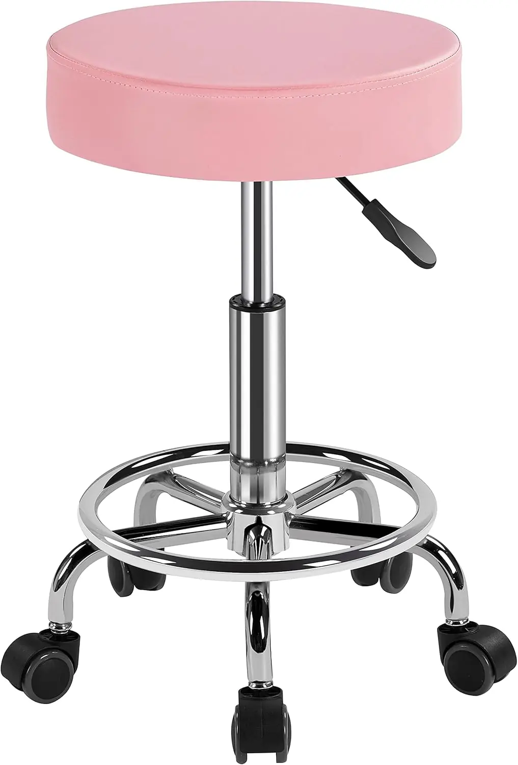 Yaheetech Rolling Stool Adjustable Stool Chair With Wheels Small Round Stool Shop Tattoo Chair With Pu Leather Cushioned