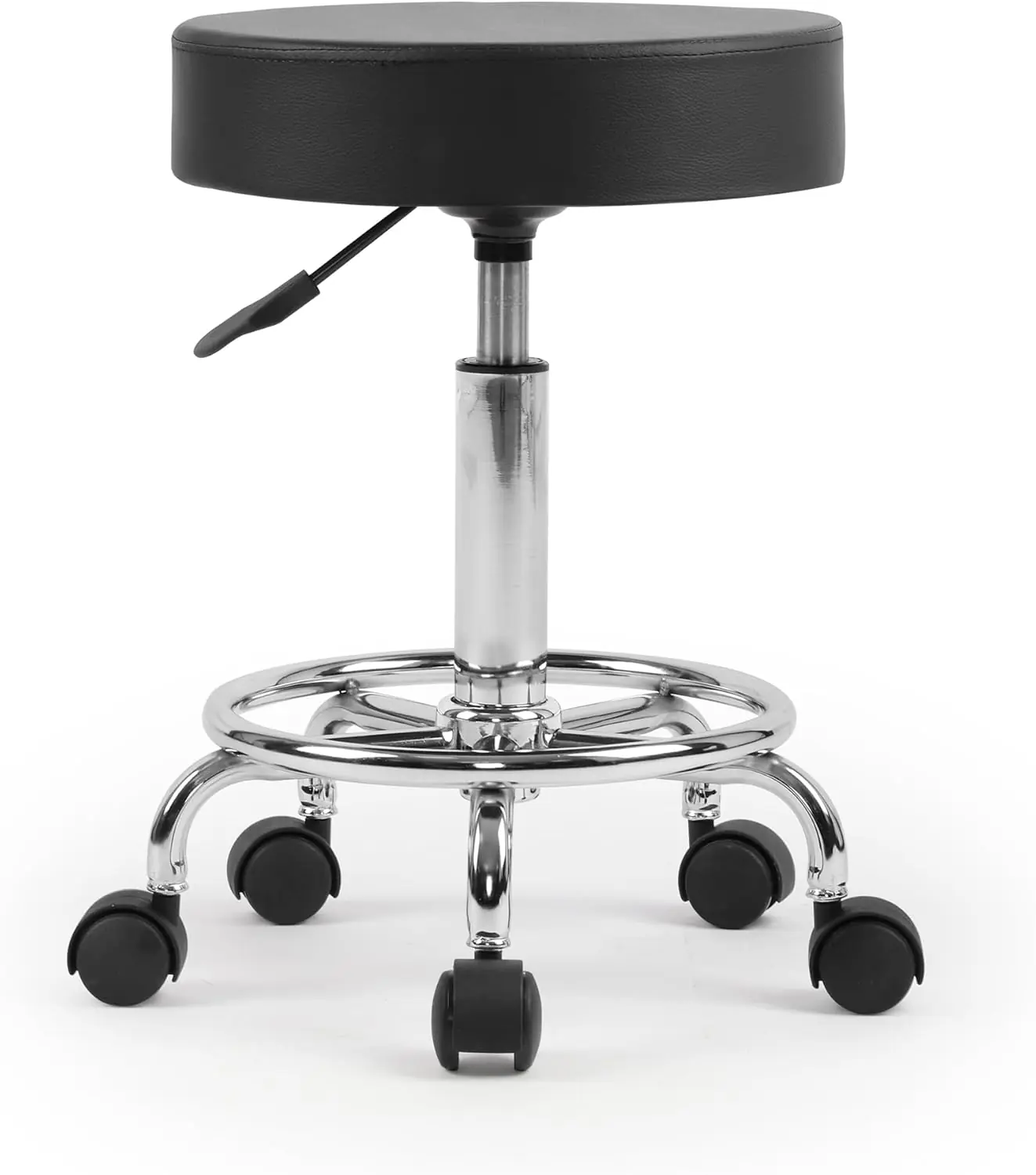 Lssbought Round Rolling Stool With Wheels Salon Stool Pu Leather Height Adjustable Roller Chair For Spa Tattoo Dentist C