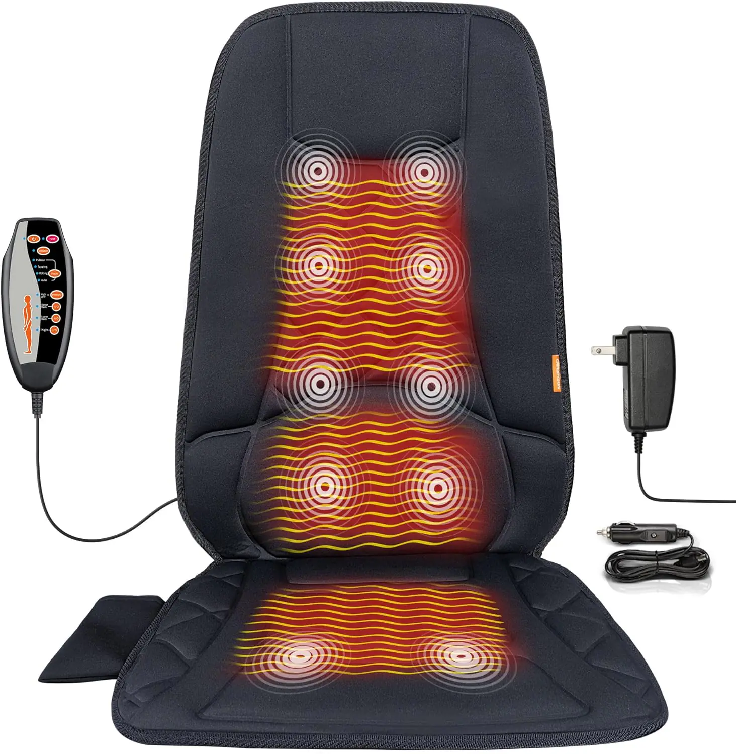 10 Vibration Motors Massage Seat Cushion With Heatback Massager For Chair Back Massager Heated Seat Cover Massage Chair