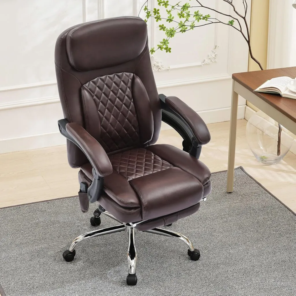 6 Point Massage Office Chair With Heated Ergonomic Desk Chairs With Footrest 135reclining High Back Big And Tall Executi 2