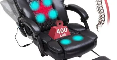 6 Points Massage Office Chair With Heatreclining Office Chair With Foot Restvibration Home Office Desk Chairs For Heavy
