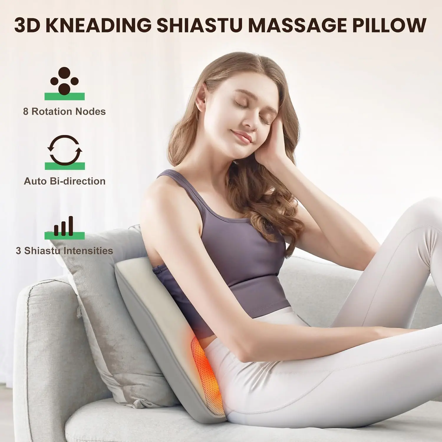 Back Massager For Pain Relief Deep Tissue Shiatsu Back And Neck Massager With Soothing Heat Vibration Kneading Massage P 3