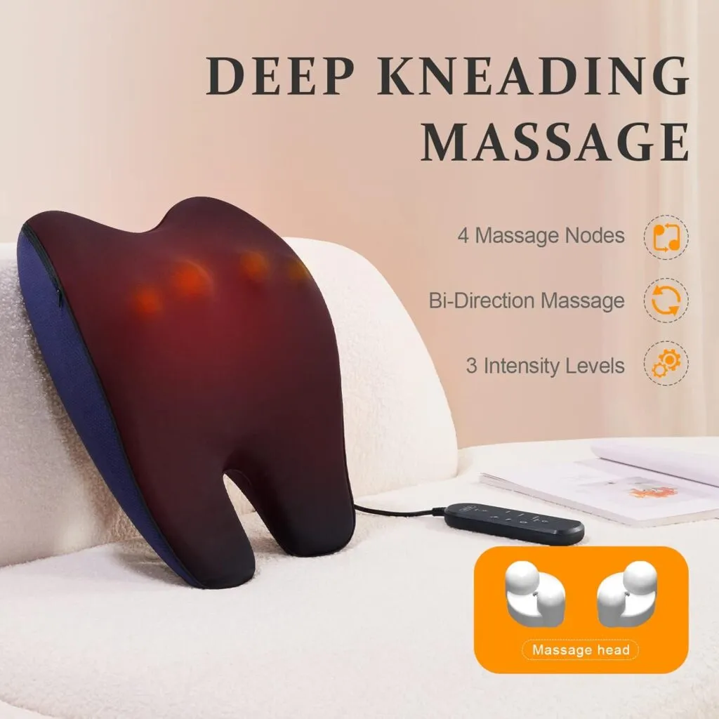 Back Massager With Heat Shiatsu Neck And Back Massager For Pain Relief Deep Tissue 3d Kneading Massage Pillow For Lower 1 1