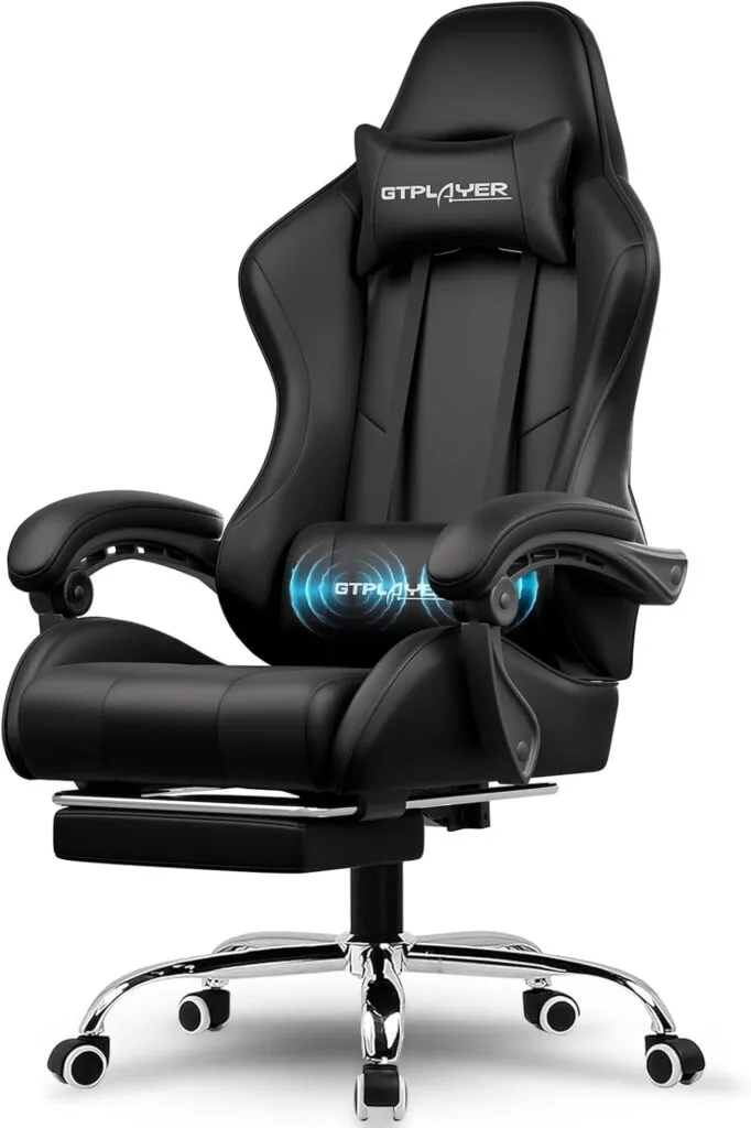 Gtplayer Gaming Chair Computer Chair With Footrest And Lumbar Support Height Adjustable Game Chair With 360 Swivel Seat