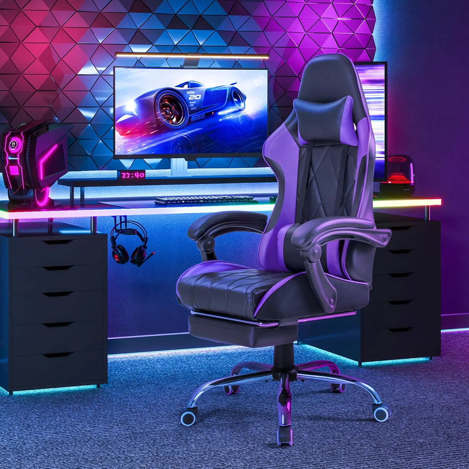 Homall Gaming Chair Computer Chair With Footrest And Massage Lumbar Support Ergonomic High Back Video Game Chair With Sw 1