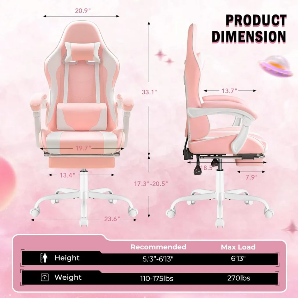 Homall Gaming Chair Video Game Chair With Footrest And Massage Lumbar Support Ergonomic Computer Chair Height Adjustable 2