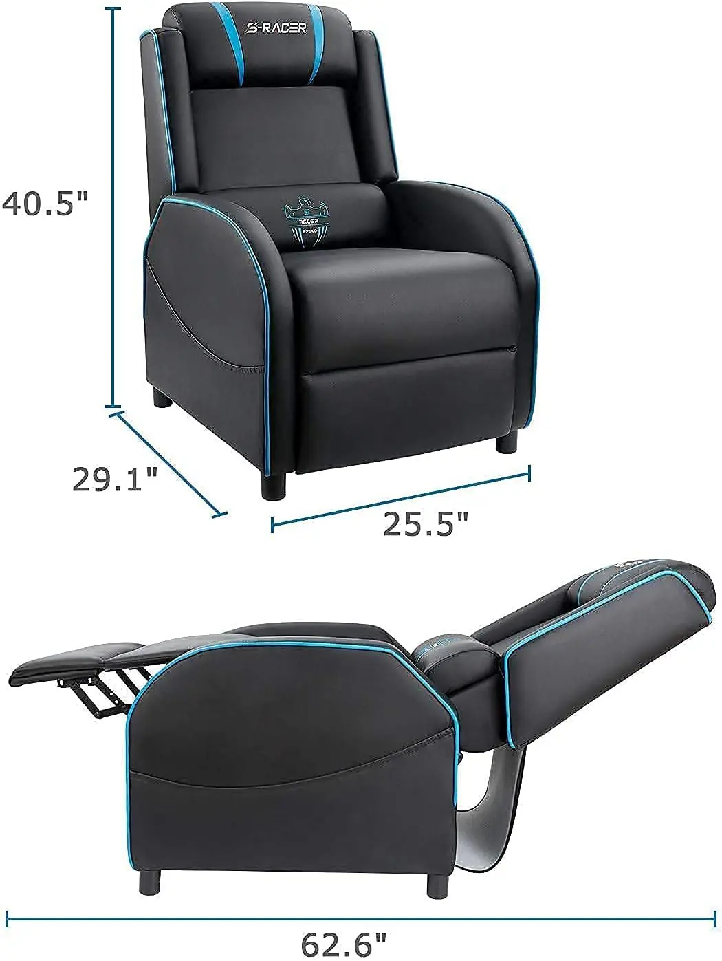 Homall LED Gaming Massage Recliner Chair Racing Style Single Living Room Sofa Comfortable Ergonomic Home Theater Seating (Blue) Homall LED Gaming Massage Recliner Chair Racing Style Single Living Room Sofa Comfortable Ergonomic Home Theater Seating (Blue)