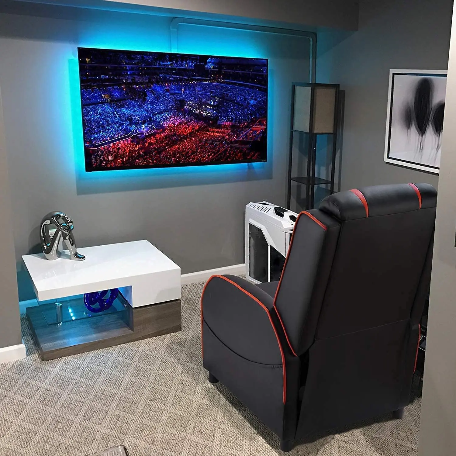 Homall LED Gaming Massage Recliner Chair Racing Style Single Living Room Sofa Comfortable Ergonomic Home Theater Seating (Blue) Homall LED Gaming Massage Recliner Chair Racing Style Single Living Room Sofa Comfortable Ergonomic Home Theater Seating (Blue)