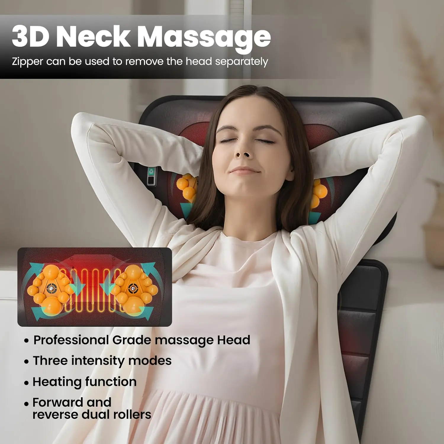 Massage Mat Detachable Neck Massager Full Body Vibration Heating Massage Pad With 10 Vibrating Motors And 9 Speed Settin 2