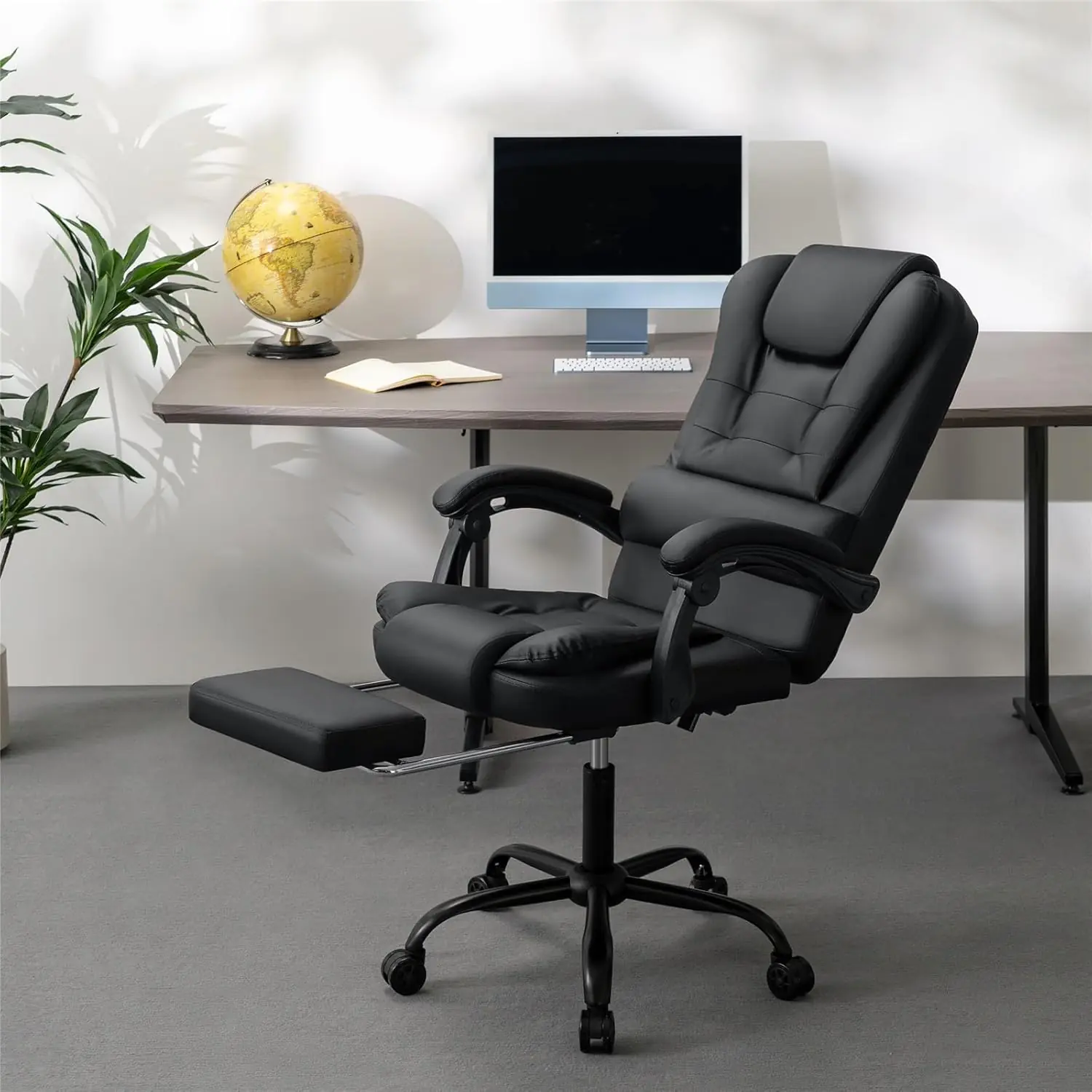 Massage Office Chair Reclining Office Chairs With Footrest Soft Pu Leather Desk Chair High Back Ergonomic Computer Chair 3
