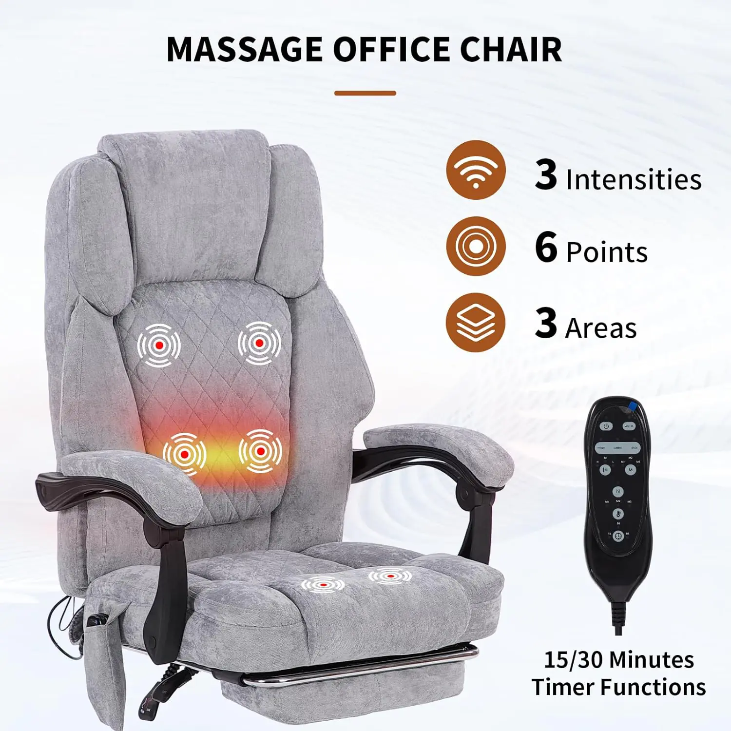 Massage Office Chair With Heat 6 Vibration Pointsbig And Tall Office Chair 400 Lbsleather High Back Executive Office Des 3
