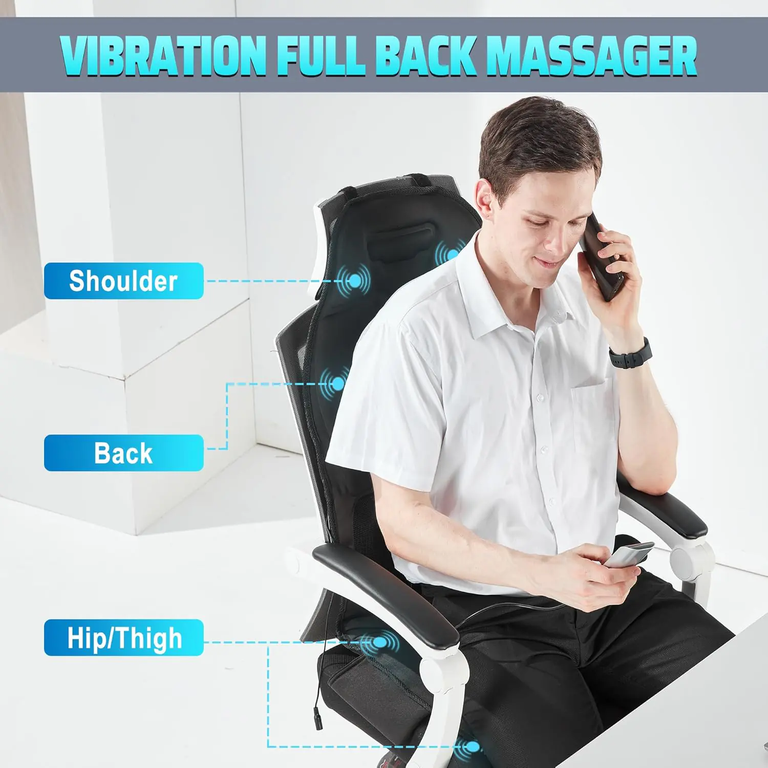 Massage Seat Cushion With Heat Back Massager For Chair Chair Massager For Full Body Massage Deep Tissue Vibration Pad Wi 1