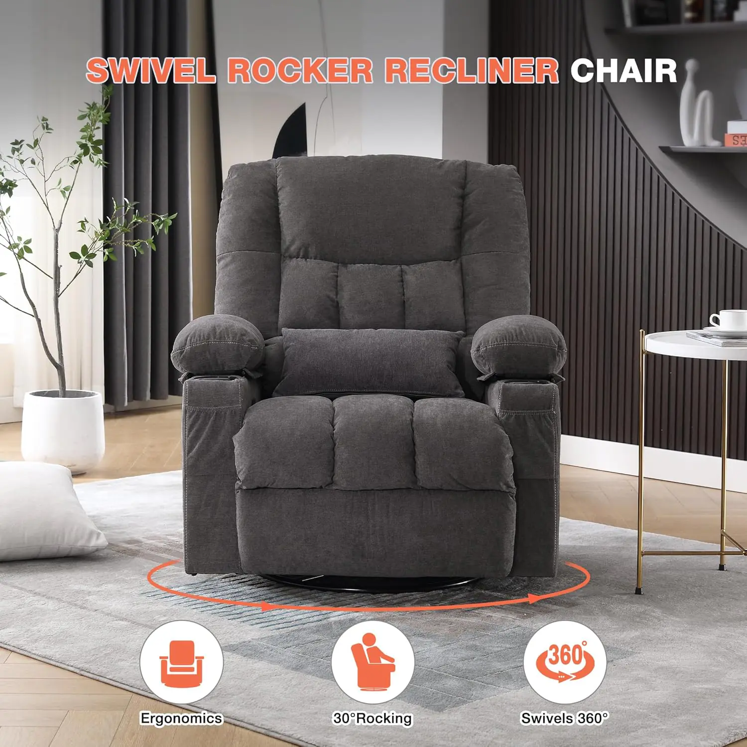 Massage Swivel Recliner Chair Oversized Rocker Recliner With Vibration Massage And Lumbar Heat Ergonomic Rocker Chair Fo 3
