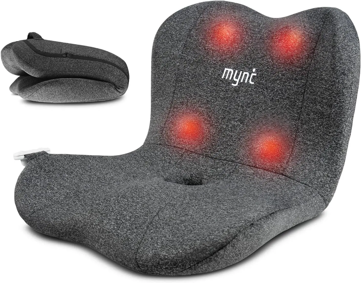 Mynt Lower Back Acupressure Massager Lumbar Hip Rolling Massage Seat Cushion With Heat Foldable Ergonomic Support Cushio