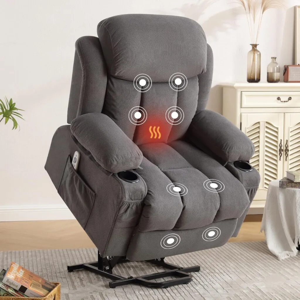 Power Lift Recliner Chair With Heat And Massage Electric Fabric Recliner Chair For Elderly With Side Pocket Usb Charge P 4