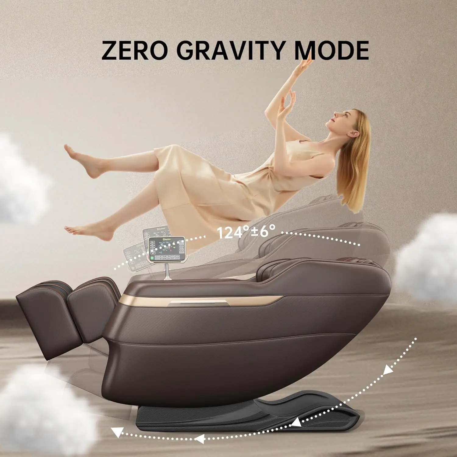 Real Relax 2024 Massage Chair, Full Body Massage Zero Gravity Mode, with Foot Massage, Bluetooth, LCD, Waist Heater, Brown