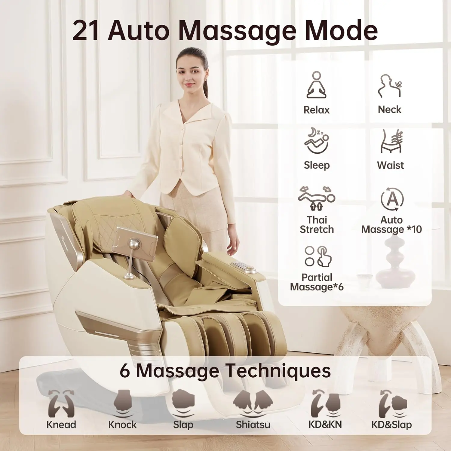 Real Relax 2025 Massage Chair Full Body 3d Sl Track Shiatsu Massage Recliner 21 Auto And Thai Stretch Modes App And Lcd 1 4