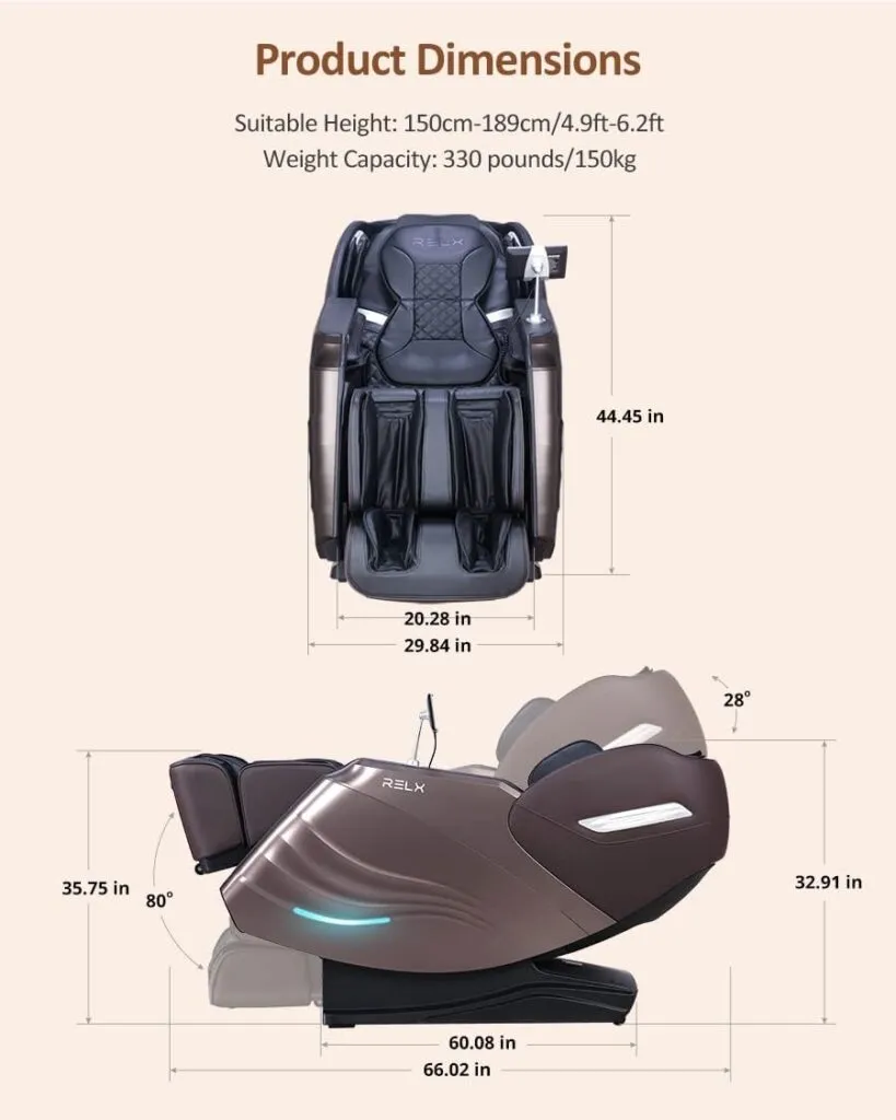 Relx Massage Chair Full Body Zero Gravity Sl Track Shiatsu Massage Chair 12 Modes 8 Auto Modesbrown Black 1