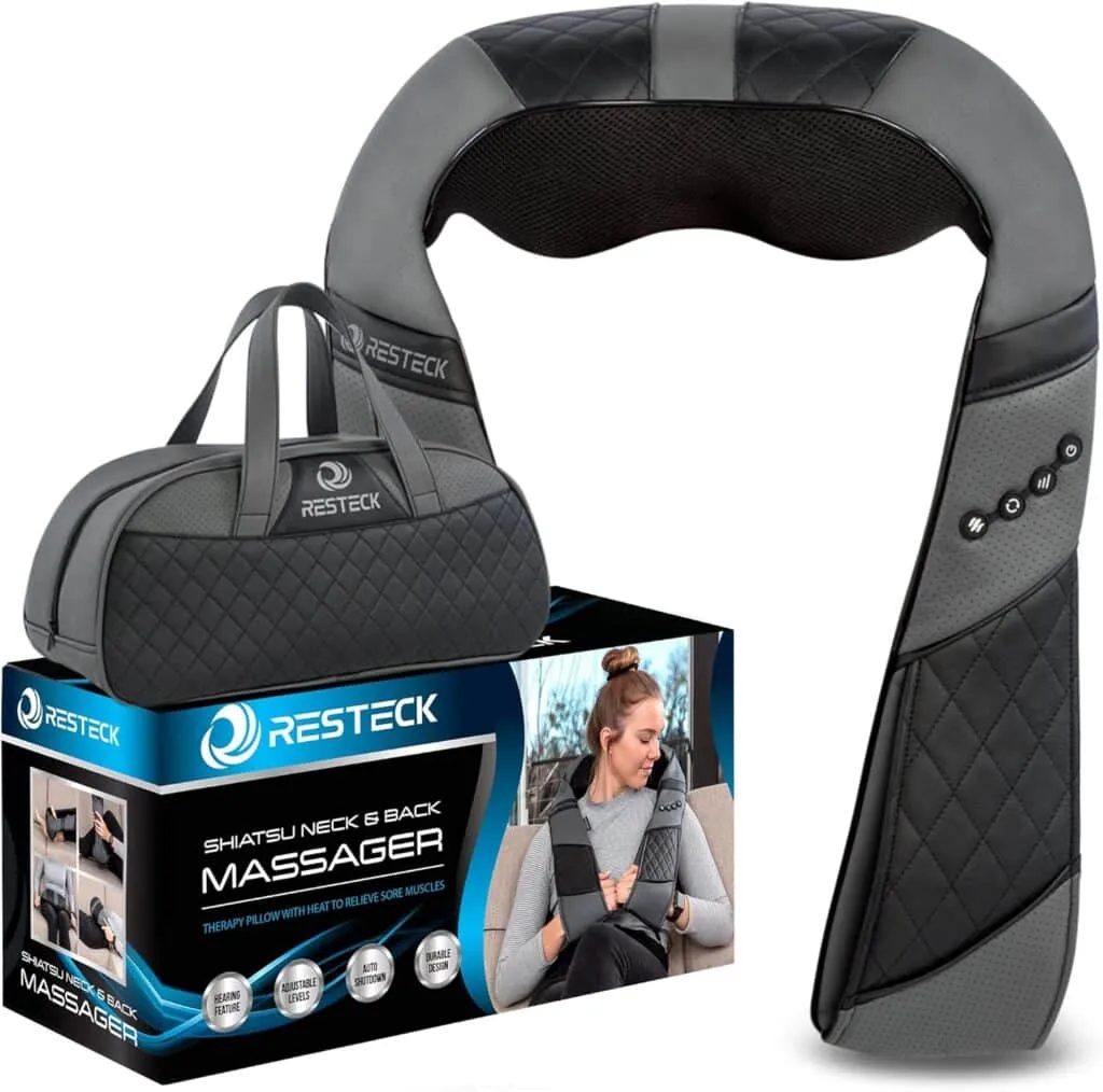 Resteck Massagers For Neck And Back With Heat Deep Tissue 3d Kneading Pillow Electric Shiatsu Shoulder Massage Foot Legs