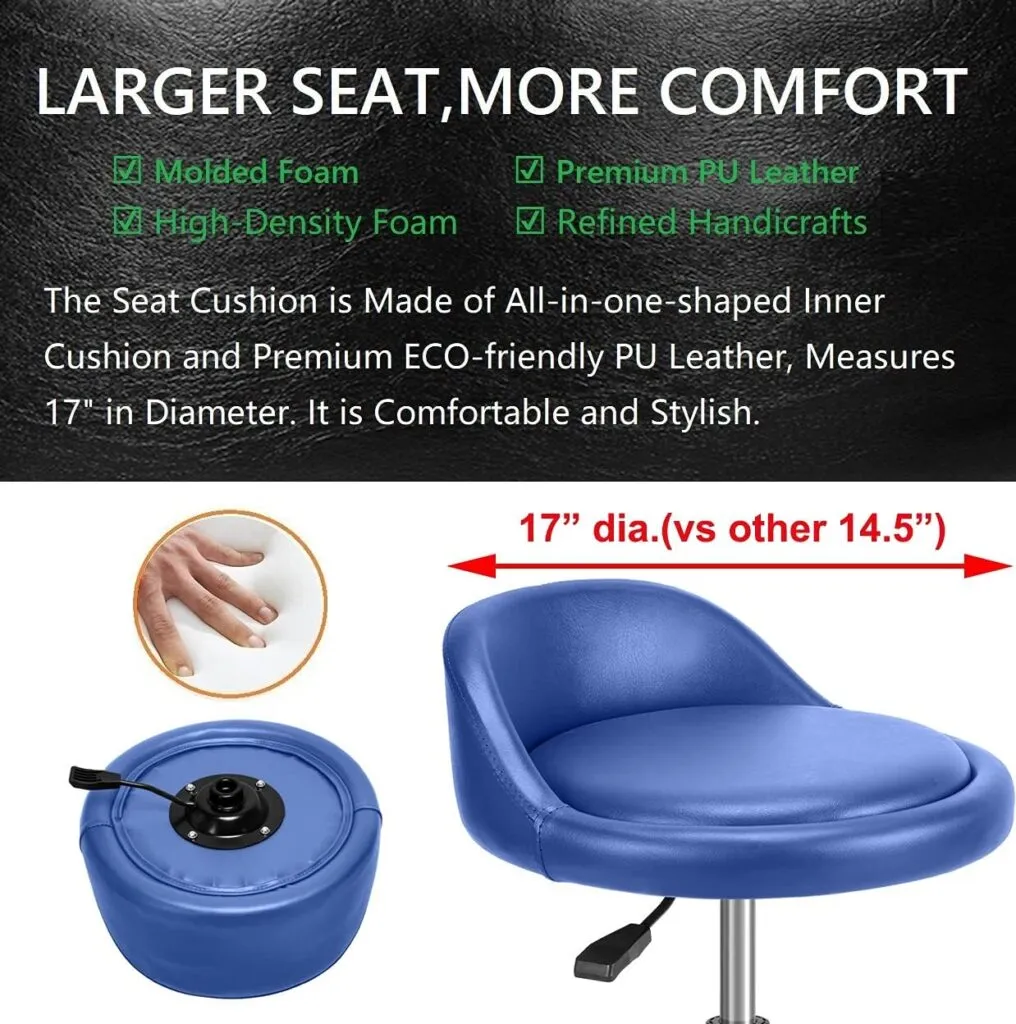Rolling Salon Stool Chair With Back Support Height Adjustable Hydraulic Stool With Wheels Heavy Duty Swivel Stools 400lb 2