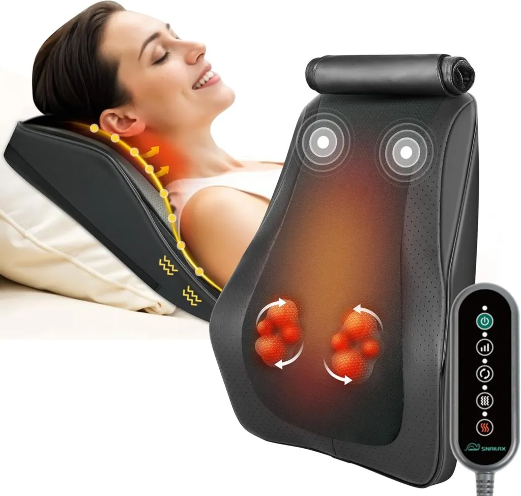 Snailax Back Massager For Back Pain Deep Tissue Shiatsu Lower Back Neck Massager With Heat Kneading Massage Pillow For B