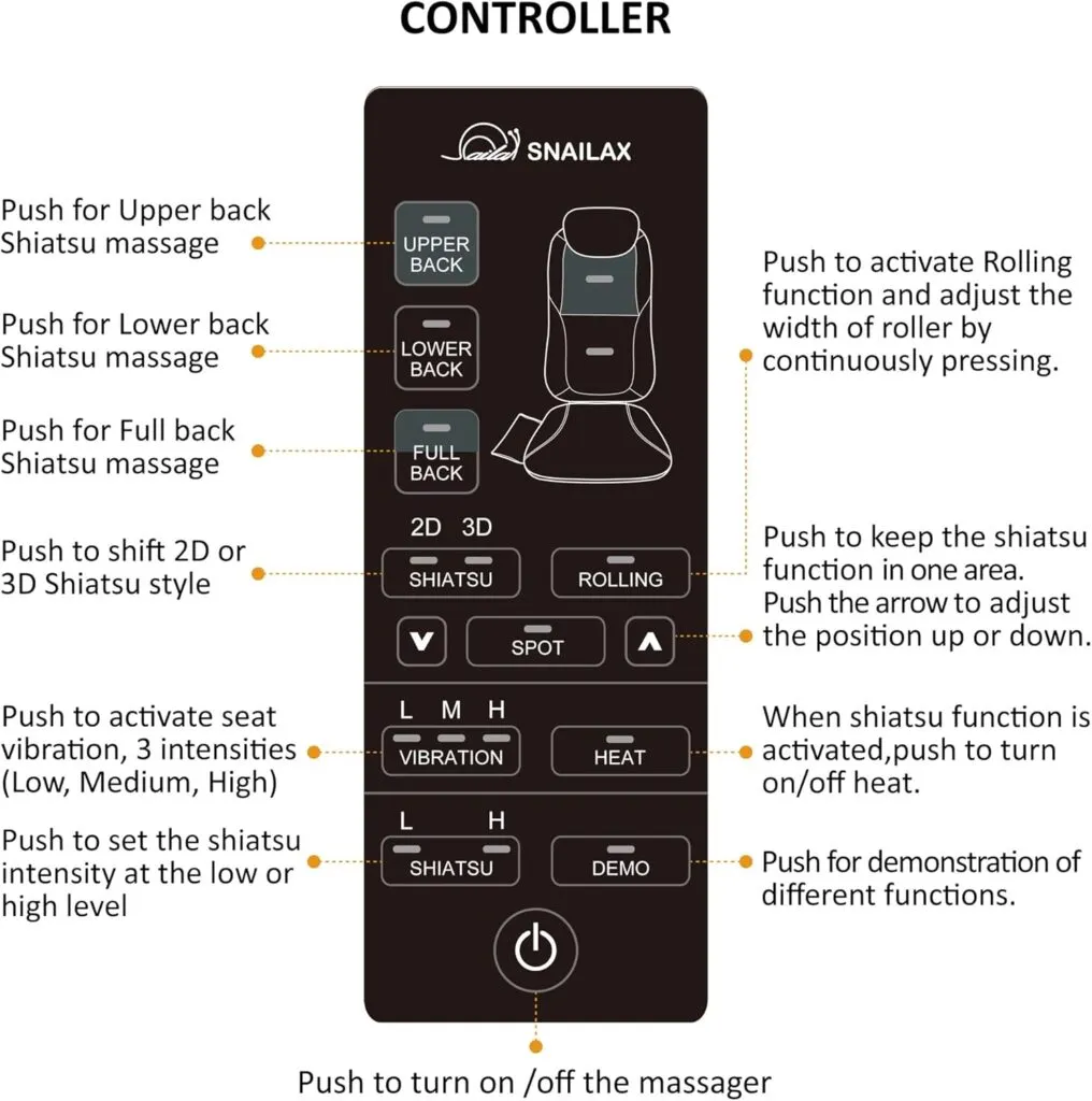 Snailax Back Massager With Heatshiatsu Massage Seat Cushion8 Flexible Nodes Massage For Full Back Massage Chair Padchair 3