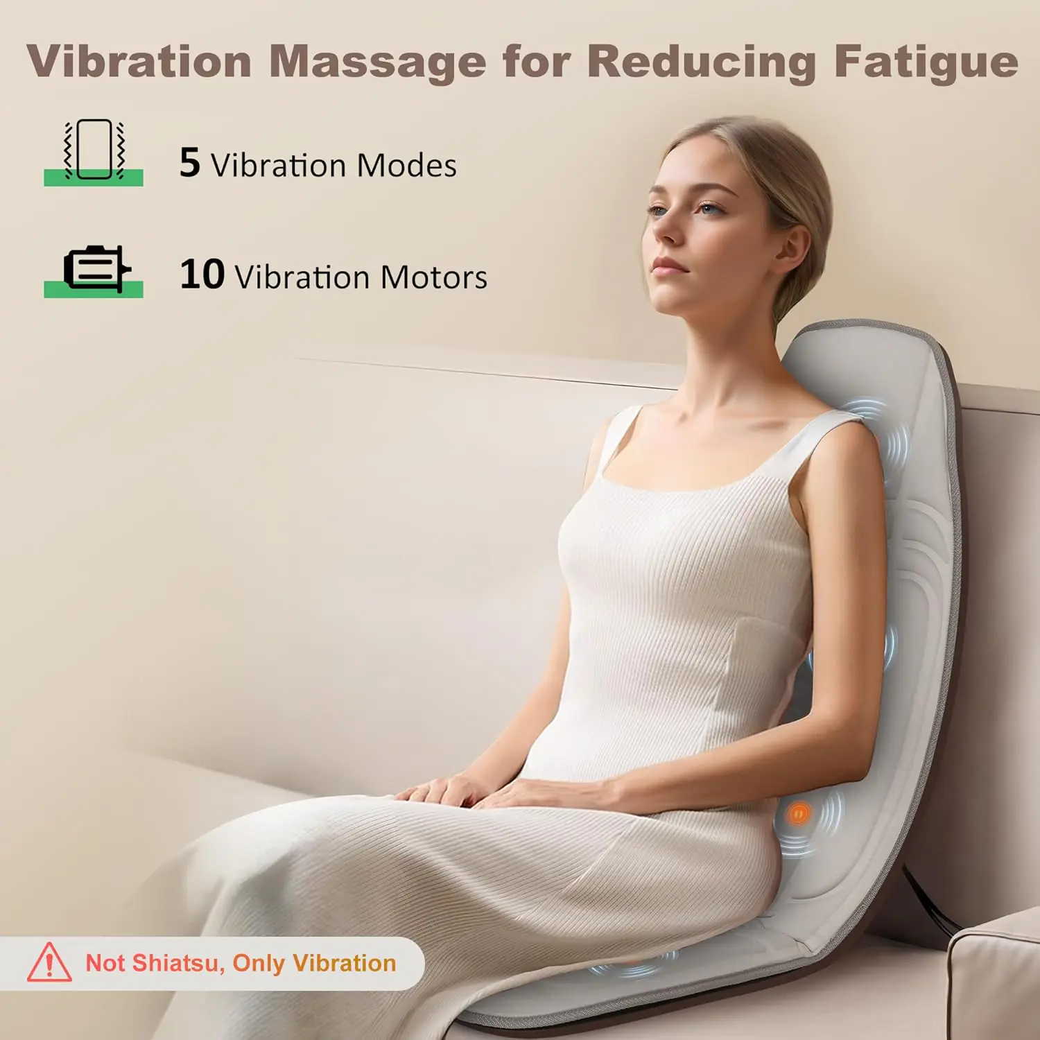 Vibration Back Massager With Heat Massage Chair Pad With 10 Vibration Motors 2 Heating Levels Chair Massager For Recline 3