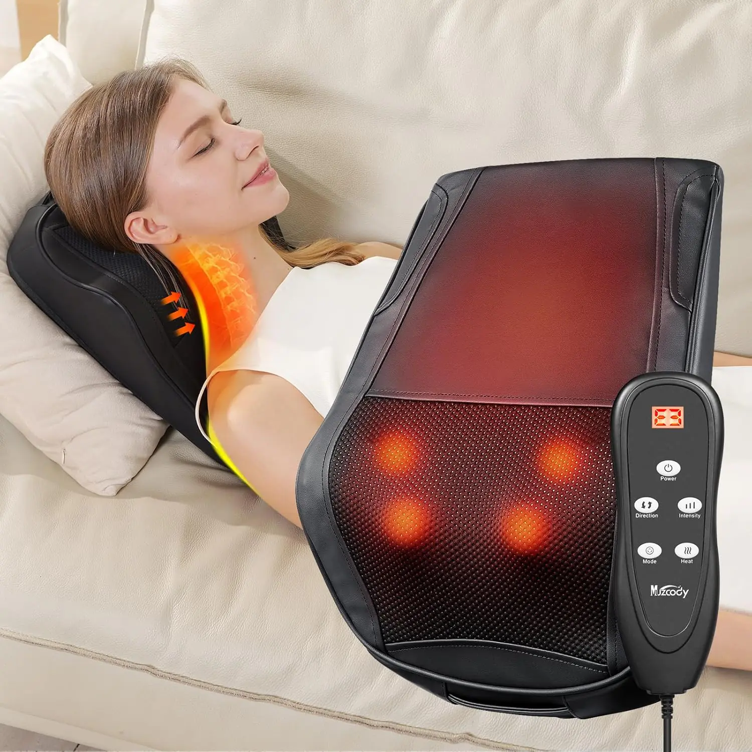 Back Massager with Heat, Shiatsu Neck Back Massager Pillow for Pain Relief, 3D Kneading Massage Cushion for Back, Neck, Shoulder, Leg Relaxation, Ideal for Mom Dad Women Men.