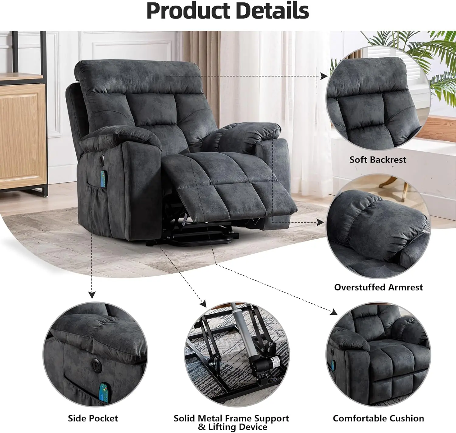 Canmov Large Power Lift Recliner Chair With Massage And Heat For Elderly Big And Tall People Overstuffed Wide Recliners 1 3