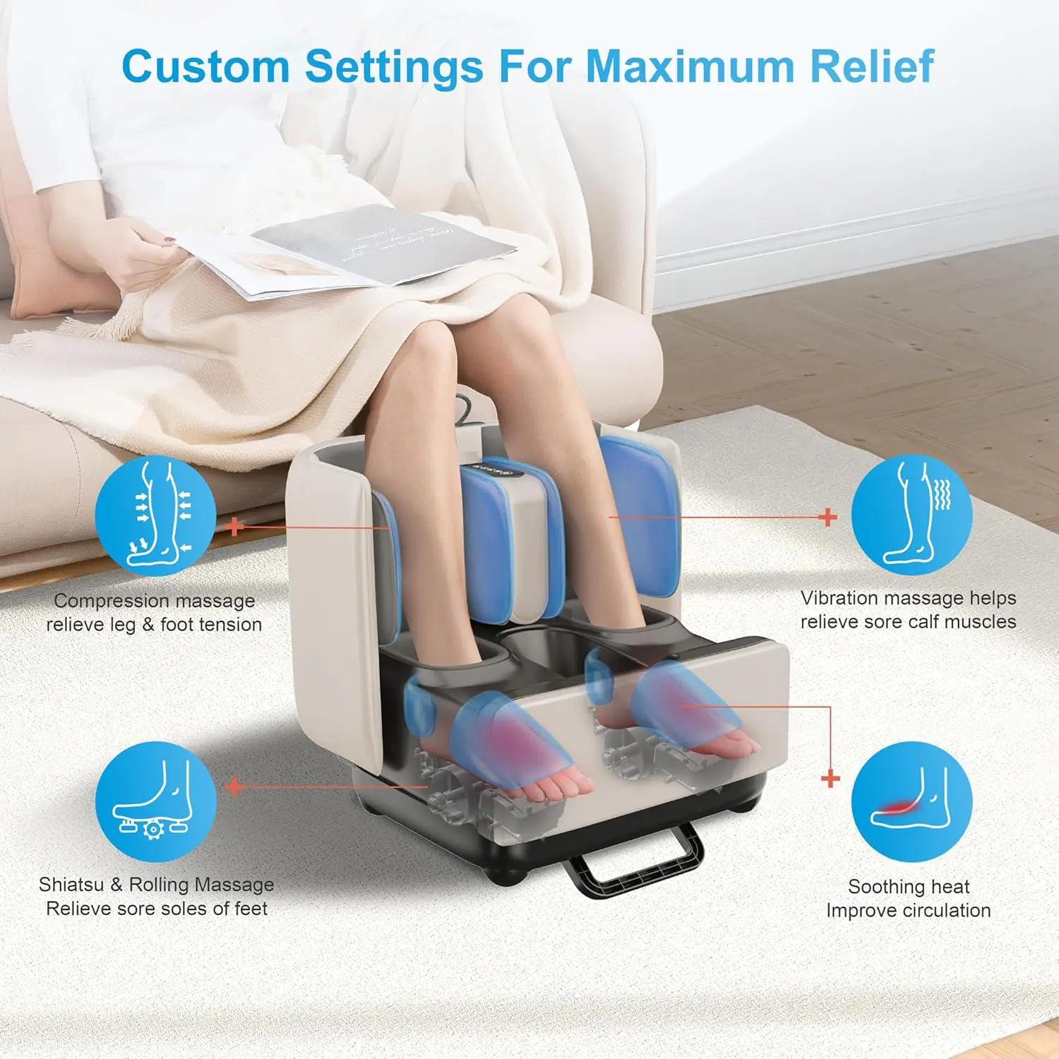 Comfier 2 In 1 Foot Massager Machineshiatsu Foot And Calf Massager With Heatkneadingvibrationcompression Massagers For F 3