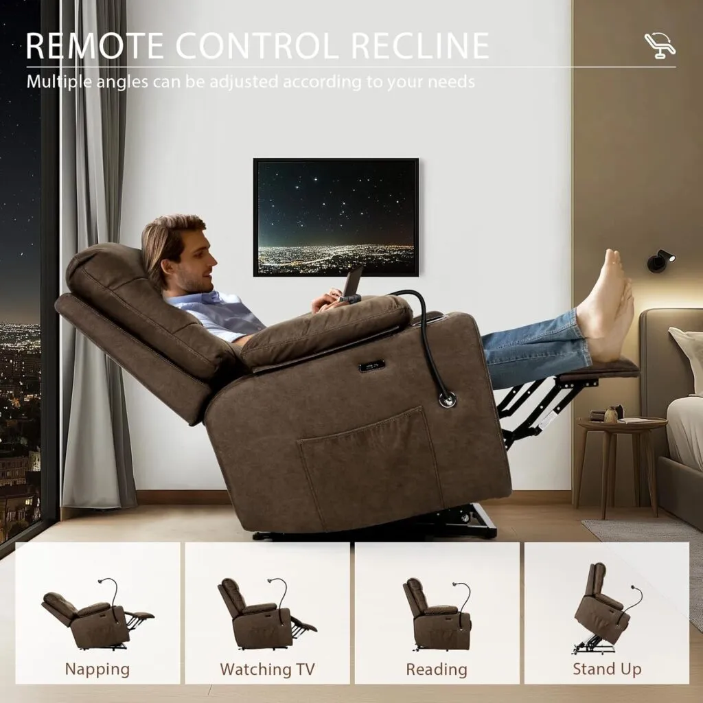 Himimi Power Lift Recliner Chairs For Elderly With Heat And Massage Pu Leather Electric Recliners For Adults Lifting Ass 4