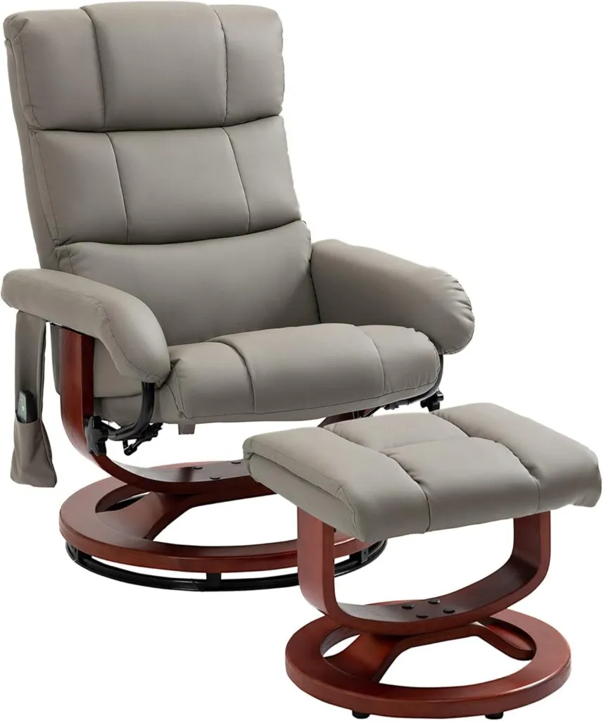 Homcom Massage Recliner Chair With Ottoman Swivel Recliner And Footrest Faux Leather Reclining Chair With Remote Control