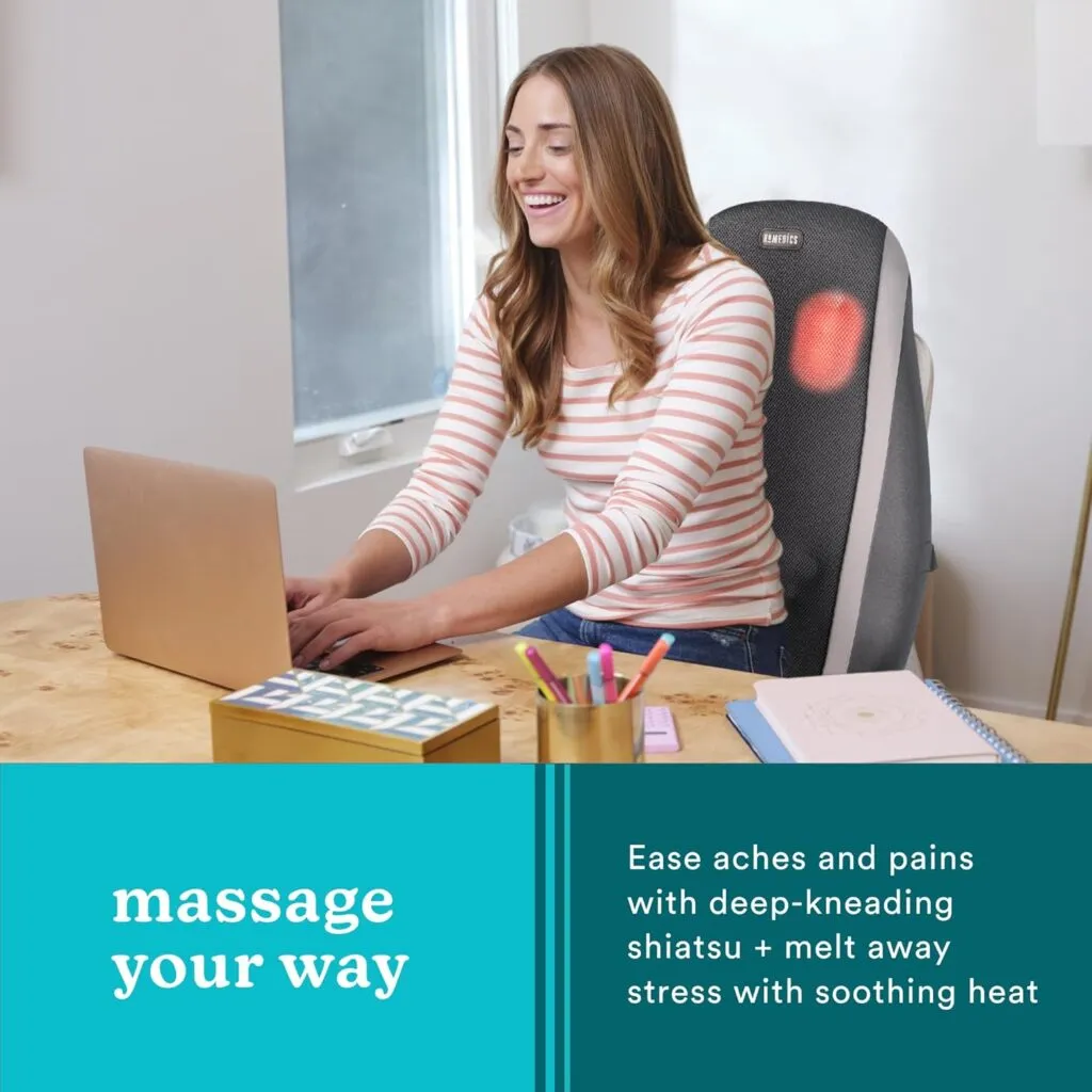 Homedics Shiatsu Massage Cushion With Soothing Heat Deep Kneading Massage Targets Pressure Points All Over Back Soothing 1