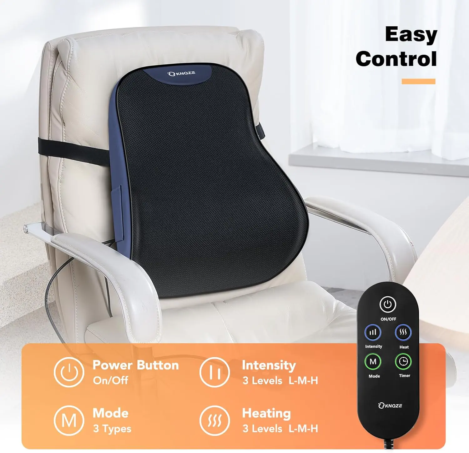 Lumbar Support Pillow For Office Chair Heated Back Support Pillow With Vibration Back Massage For Pain Relief At Home Of 4