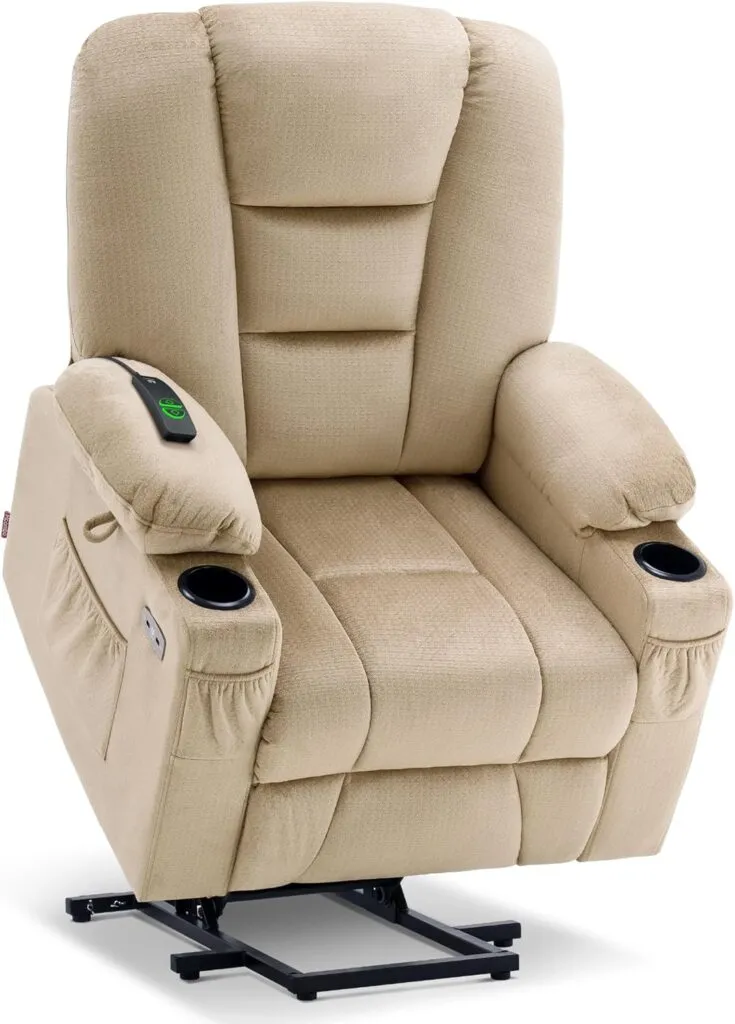 Mcombo Small Power Lift Recliner Chair With Massage And Heat For Petite People Cup Holders Usb Ports Side Pockets Fabric 4