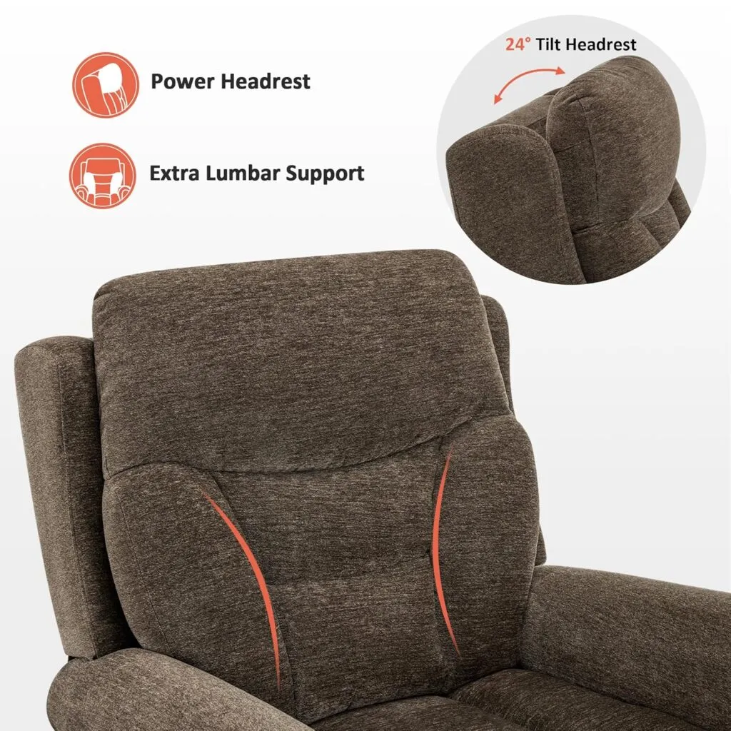 Mcombo Triple Motor Power Lift Recliner Chair With Massage And Lumbarseat Heating Rolled Arms Adjustable Headrest For El 3