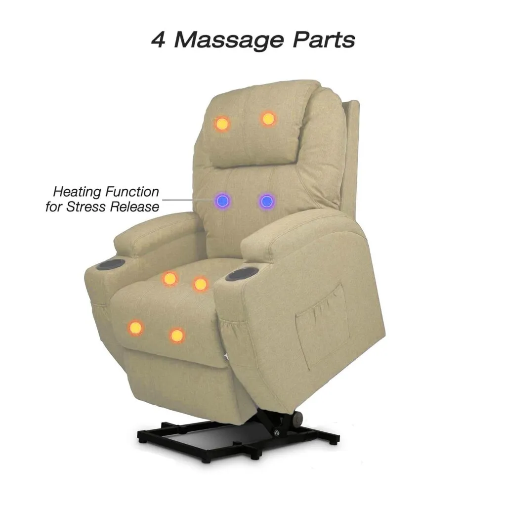 Power Lift Recliner Chair With Massage And Heat For Elderly Oversized Recliner Single Chair With 2 Cup Holders And Side 1 3