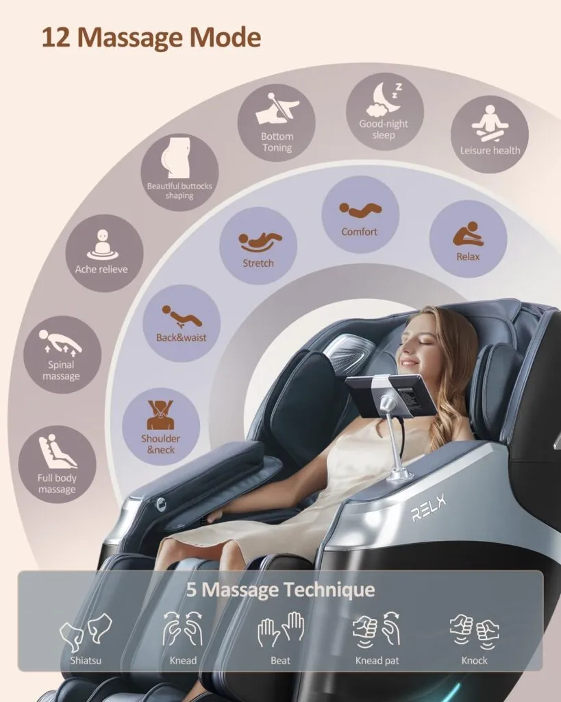 Relx Massage Chair Full Body Zero Gravity Sl Track Shiatsu Massage Chair 12 Modes 8 Auto Modesblack Coffee 2
