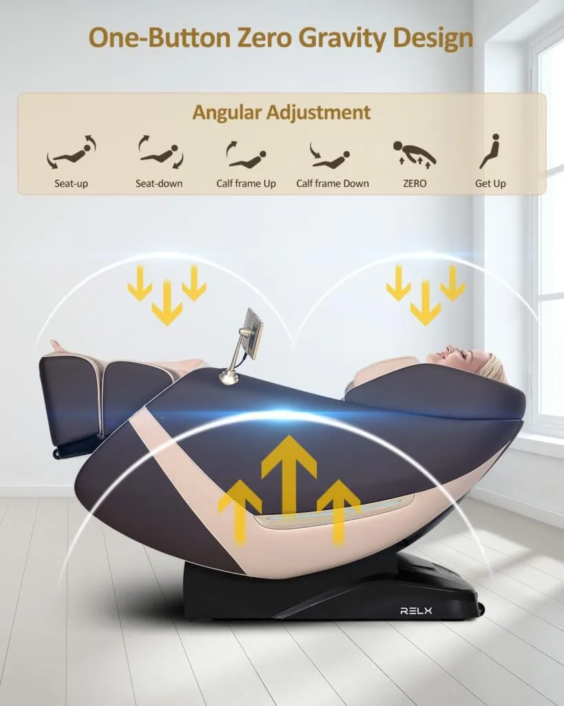 Relx Massage Chair Full Body Zero Gravity Sl Track Shiatsu Massage Chair 12 Modes 8 Auto Modescream Coffee 2